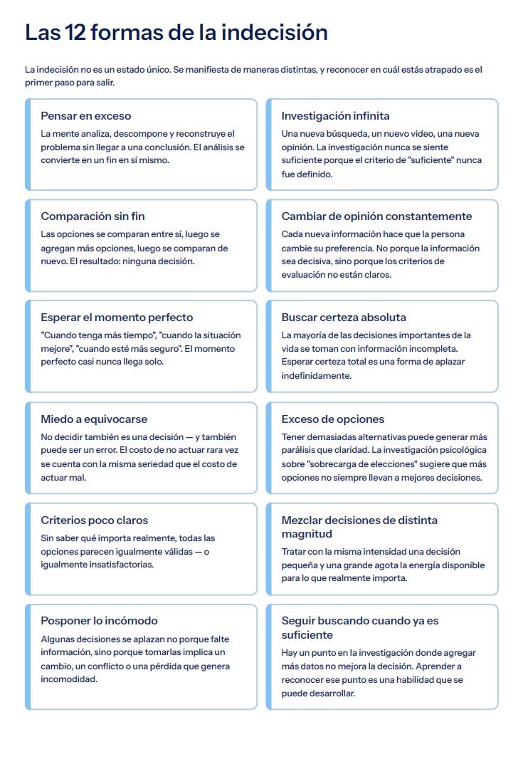Decide en Acción: las 12 formas de la indecisión